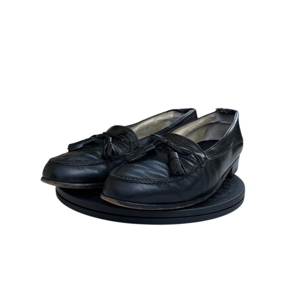 Bally of Switzerland Mens Loafers Size 10 Black Leather Kiltie Tassel Shoes Vtg